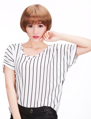 Wigs2you 全假髮時尚女士假髮透氣bobo頭女短髮蓬鬆帥氣短髮微捲假髮W-599