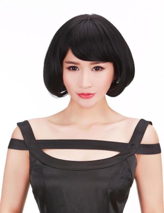 Wigs2you 全假髮斜瀏海假髮女短髮帥氣bobo頭逼真波波頭假髮短直髮斜瀏海時尚修臉WS-2011