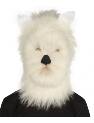 Furry Dog Collection | Men's White Furry Dog Costume Cosplay Wig & Mask | Premium Breathable Capless Cap