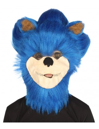 Furry Game | Men's White and Blue Straight Long Furry Hedghog Costume Cosplay Wig | Premium Breathable Capless Cap