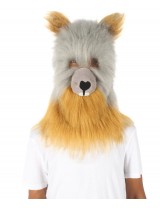 HPO Grey and Brown Squirrel Wig with Mask - Long Synthetic Fibers | Premium Breathable Capless Cap