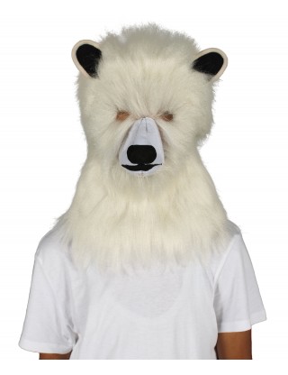 HPO White Polar Bear Wig with Mask - Long Synthetic Fibers | Premium Breathable Capless Cap