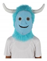 HPO Blue and Pink Scare Monster Wig with Mask  - Long Synthetic Fibers