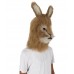 HPO White and Brown Rabbit Wig with Mask  - Long Synthetic Fibers