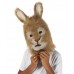 HPO White and Brown Rabbit Wig with Mask  - Long Synthetic Fibers