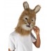 HPO White and Brown Rabbit Wig with Mask  - Long Synthetic Fibers