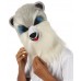HPO White and Grey Civet Cat Wige with Mask  - Long Synthetic Fibers