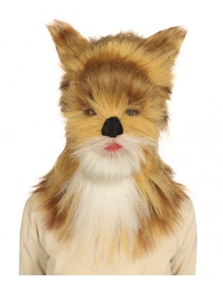 Furry Fox Collection | Women's White and Blonde Straight Furry Cat Cosplay Wig & Mask | Premium Breathable Capless Cap