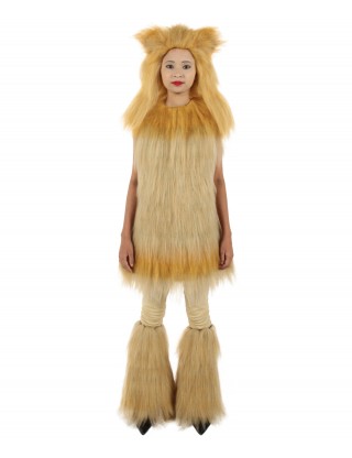 HPO Orange and Tan Lion Costume with Fir Boots  - Long Synthetic Fibers Bundle