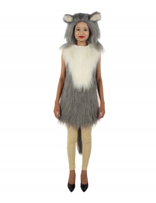 HPO White and Grey Mouse Costume with Mask  - Long Synthetic Fibers Bundle