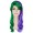 Women Two Tone Green and Purple Color Wavy Medium Length Trendy Galactic Maiden Wig Green and Purple