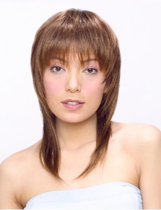 Pretty Sharon 全假髮 沙宣中長直髮 碎劉海時尚修臉假髮 女整頂假髮套 SRN-1044