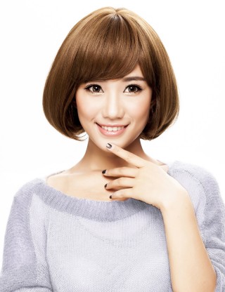 Wigs2you 全假髮 波波頭短髮型 女斜劉海整頂假髮頭套bobo頭直髮修臉W-1001