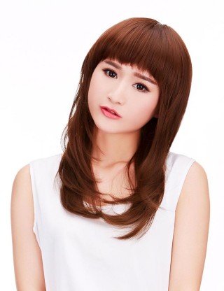 Wigs2you 全假髮假髮長捲髮女士新款蓬鬆齊瀏海長髮逼真假髮 可愛修臉微捲假髮W-531