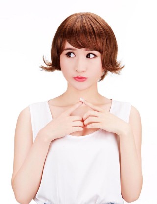 Wigs2you 全假髮時尚女士假髮透氣bobo頭女短髮蓬鬆帥氣短捲髮微翹假髮W-549