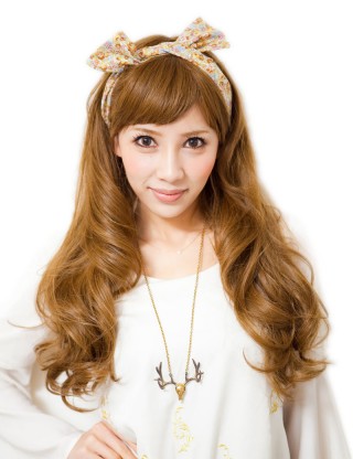 ebine愛繽 全假髪 斜劉海假髪女 高溫絲長卷髪 啞光大波浪螺旋燙 ew501B